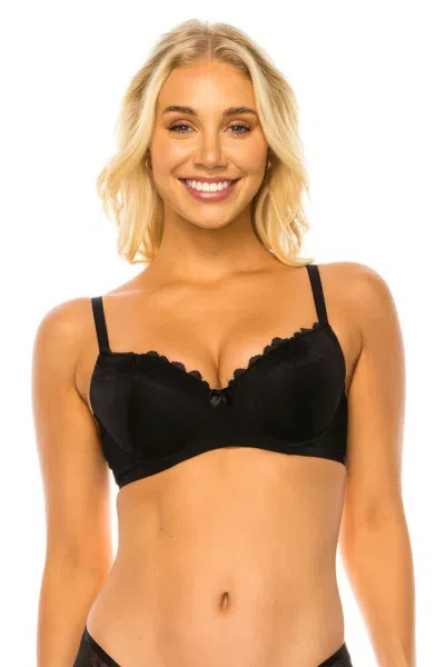 Fashnzfab Women's Floral Lace Bra In Black