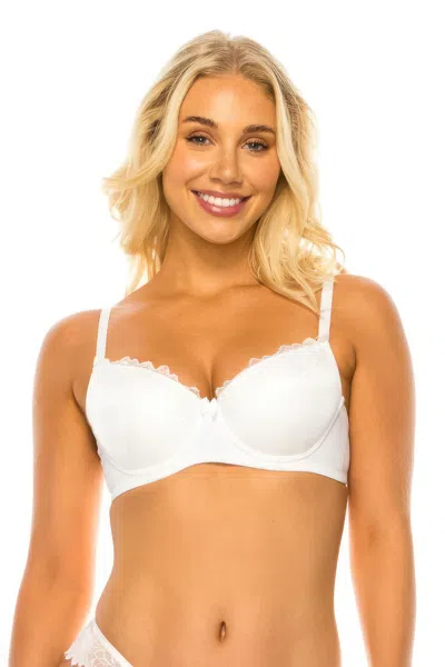Fashnzfab Women's Floral Lace Bra In White