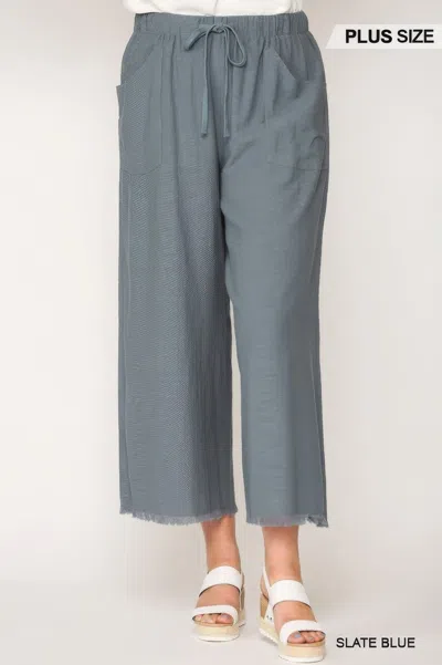 Fashnzfab Women's Frayed Wide Leg Pants With Pockets In Blue