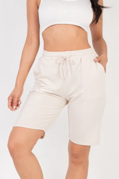 Fashnzfab Women's French Terry Bermuda Shorts In Beige