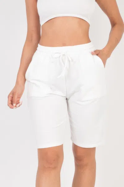 Fashnzfab Women's French Terry Bermuda Shorts In White