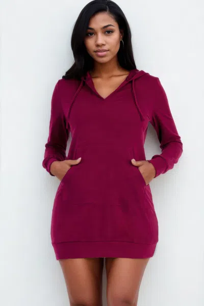 Fashnzfab Women's French Terry Hoodie Mini Dress In White