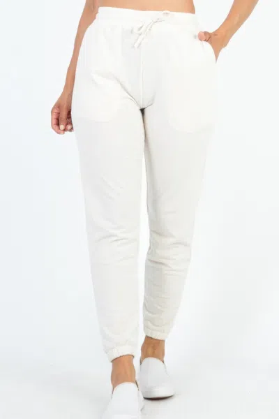 Fashnzfab Women's French Terry Jogger Pants In Beige