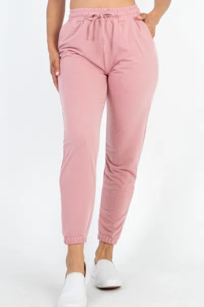 Fashnzfab Women's French Terry Jogger Pants In Pink