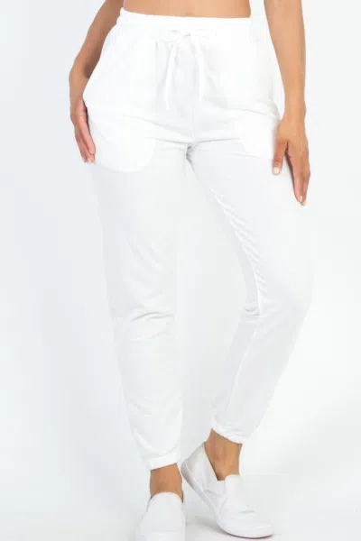 Fashnzfab Women's French Terry Jogger Pants In White