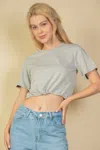 Fashnzfab Women's French Terry Toggle Drawstring Crop Top In Grey