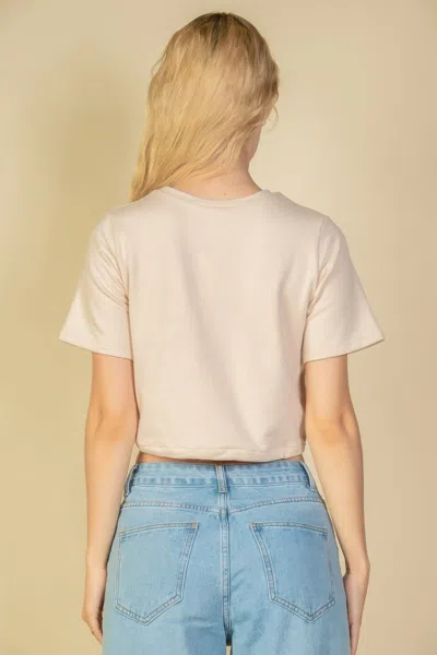 Fashnzfab Women's French Terry Toggle Drawstring Crop Top In White