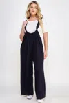 Fashnzfab Women's French Terry Wide Leg Jumpsuit Overalls In Black