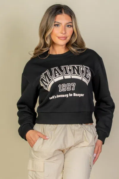 Fashnzfab Women's Graphic Drop Shoulder Sweatshirt In Black
