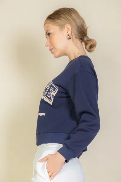 Fashnzfab Women's Graphic Drop Shoulder Sweatshirt In Blue