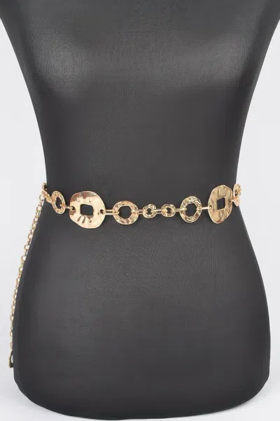 Fashnzfab Women's Hammered Metal Chain Belt In Gold