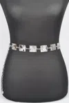 Fashnzfab Women's Hammered Square Metal Chain Belt In Silver