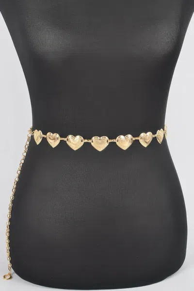 Fashnzfab Women's Heart Shape Metal Chain Belt In Gold