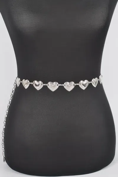 Fashnzfab Women's Heart Shape Metal Chain Belt In Silver