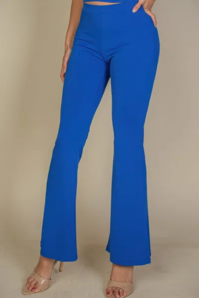 Fashnzfab Women's High Waisted Flare Pants In Blue