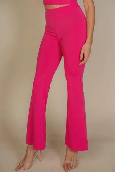 Fashnzfab Women's High Waisted Flare Pants In Pink
