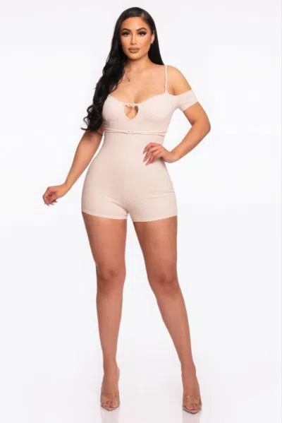 Fashnzfab Women's Infinity Off-shoulder Knitted Rompers In Brown