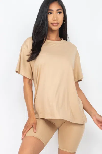 Fashnzfab Women's Loose Fit Top & Biker Shorts Set In Green