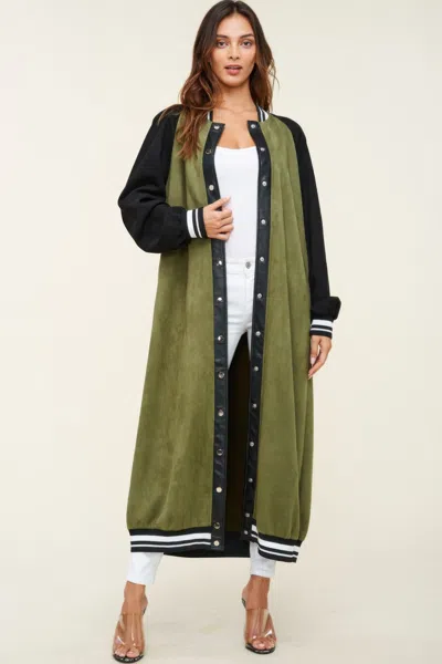 Fashnzfab Women's Maxi Faux Suede Jacket In Multi