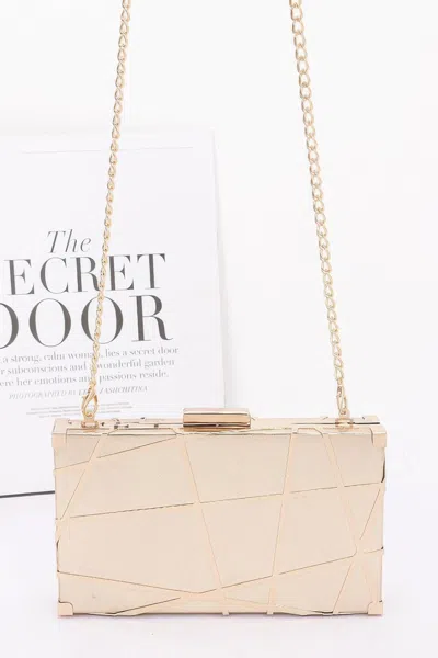 Fashnzfab Women's Metal Case Metallic Clutch In Beige