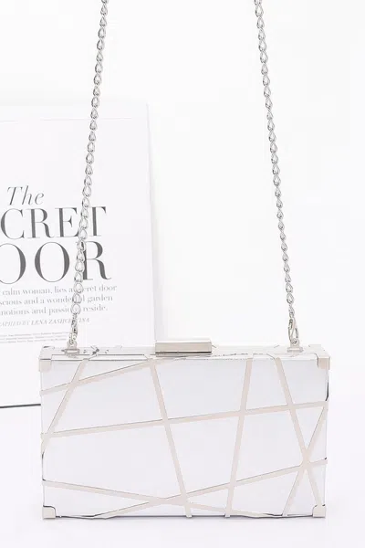 Fashnzfab Women's Metal Case Metallic Clutch In White