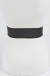 Fashnzfab Women's Metal Oo Buckle Plus Size Stretch Straw Belt In Black