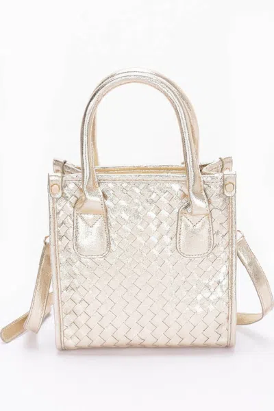 Fashnzfab Women's Metallic Braided Tote Bag In White