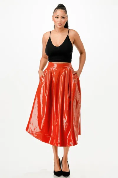 Fashnzfab Women's Midi Skirt With Pockets In Brown