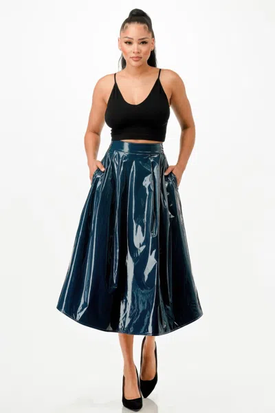 Fashnzfab Women's Midi Skirt With Pockets In Green