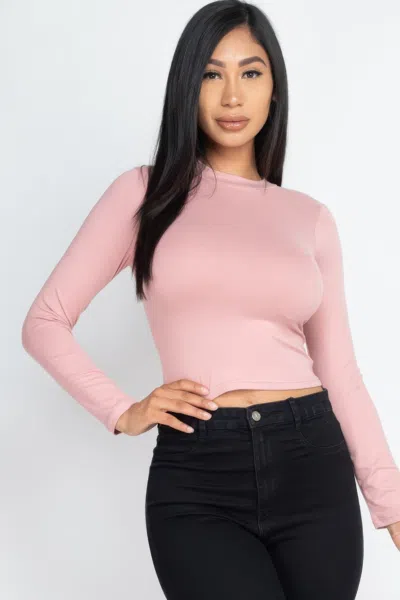 Fashnzfab Women's Mock Neck Solid Long Sleeve Top In Multi
