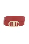 Fashnzfab Women's Modern Gridded Oval Standard Belt In Red