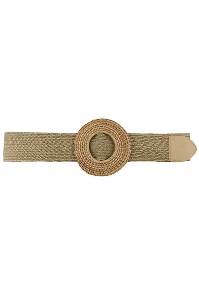 Fashnzfab Women's Modern Straw Round Belt In Beige