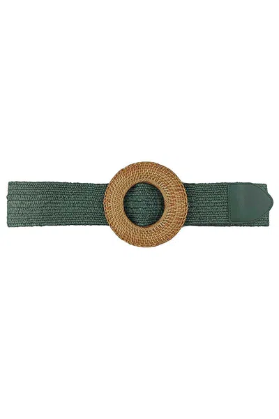 Fashnzfab Women's Modern Straw Round Belt In Green