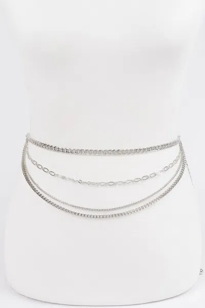 Fashnzfab Women's Multi Chain Layered Belt In Silver