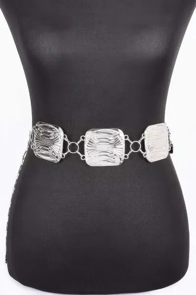 Fashnzfab Women's Multi Metal Chain Belt In Silver