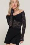 Fashnzfab Women's Off The Shoulder Stretch Lace Top In Black