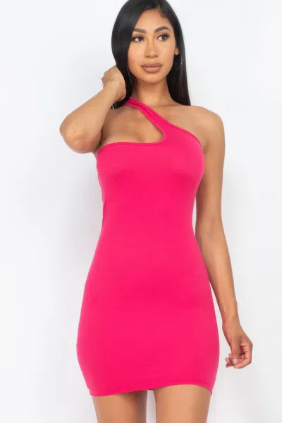Fashnzfab Women's One Shoulder Bodycon Mini Dress In Pink