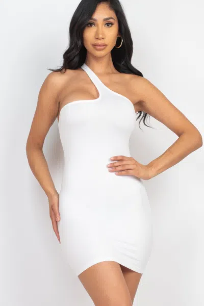 Fashnzfab Women's One Shoulder Bodycon Mini Dress In White