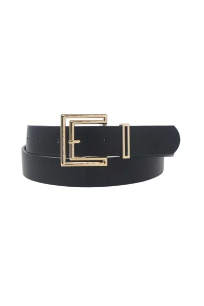 Fashnzfab Women's Outline Cutout Square Buckle Belt In Black
