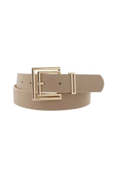 Fashnzfab Women's Outline Cutout Square Buckle Belt In Brown