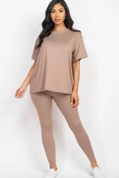 Fashnzfab Women's Oversized T-shirt & Leggings Set In Grey