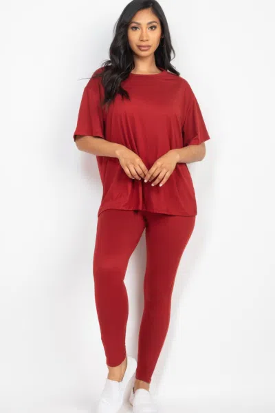 Fashnzfab Women's Oversized T-shirt & Leggings Set In Multi