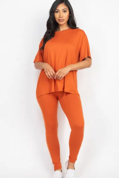 Fashnzfab Women's Oversized T-shirt & Leggings Set In Yellow