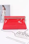 Fashnzfab Women's Patent Leather Frame Clutch Bag In Red