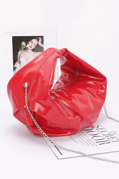 Fashnzfab Women's Patent Leather Hobo Bag In Red
