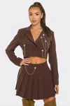 Fashnzfab Women's Pleated Skirt Set In Gold