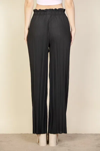 Fashnzfab Women's Pleated Stretch Crepe Pull-on Wide Leg Tie Front Pants In Black