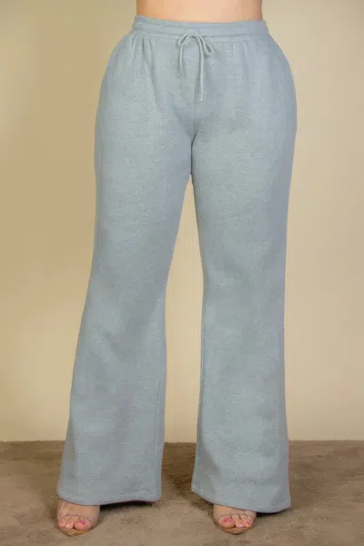 Fashnzfab Women's Plus Size Drawstring Waist Slant Pocket Sweatpants In Grey