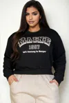 Fashnzfab Women's Plus Size Graphic Drop Shoulder Sweatshirt In Black