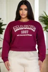 Fashnzfab Women's Plus Size Graphic Drop Shoulder Sweatshirt In White
